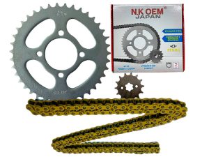KIT ARRASTRE PLATEADO TVS-100 SPORT 13T/39T + 428X124L CADENA SENCILLA