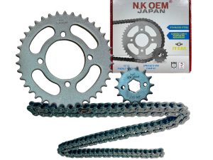 KIT ARRASTRE PLATEADO AKT-125 SL/NKD-125 14T/38T + 428HX124L
