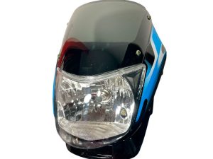 COMBO FAROLA + CARENAJE C/VISOR PLATINO-100/125 NEGRO/AZUL