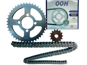 KIT ARRASTRE OOH CROMADO BOXER-100 CT/PLATINO 14T/42T + 428HX124L (1045)
