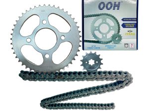 KIT ARRASTRE OOH CROMADO DISCOVER-125/150 ST/PULSAR-135 LS 14T/45T + 428HX132L (1045)
