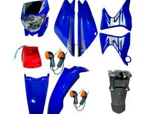 KIT PARTES PLASTICAS CON FAROLA XTZ-125 AZUL X 13 PCS