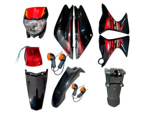KIT PARTES PLASTICAS CON FAROLA XTZ-125 NEGRO X 13 PCS