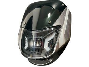 COMBO FAROLA + CARENAJE C/VISOR BOXER-100 CT GRIS CON STICKER LED