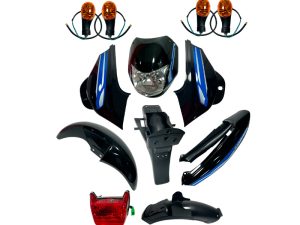 KIT PARTES PLÁSTICAS BOXER CT-100 X 12PCS NEGRO CON STICKER AZUL MODELO 2017/2025