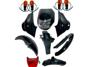 KIT PARTES PLÁSTICAS BOXER CT-100 X 12PCS TODO NEGRO SIN STICKER