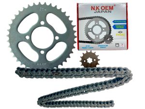 KIT ARRASTRE PLATEADO TVS-100 SPORT 13T/39T + 428X124L CADENA SENCILLA