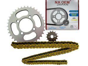 KIT ARRASTRE PLATEADO AKT110/WAVE/AY110 3D-II 14T/36T + 428HX124L DORADA