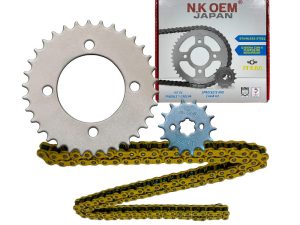 KIT ARRASTRE PLATEADO BIZ-125 14T/34T + 428HX124L DORADA