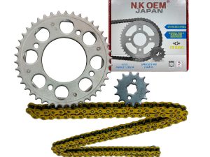 KIT ARRASTRE PLATEADO CB-110/DREAM NEO 14T/42T + 428HX124L DORADA