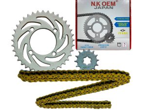 KIT ARRASTRE PLATEADO T-110 CRYPTON 14T/37T + 428HX124L DORADA