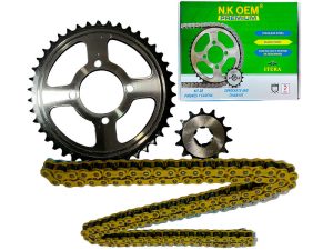 KIT ARRASTRE PREMIUM P/NEGRA AX-100/AX-100-2/115 14T/42T + 428HX124L DORADA