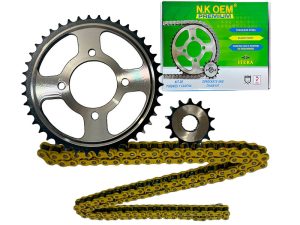 KIT ARRASTRE PREMIUM P/NEGRA GN-125H 15T/41T + 428HX124L DORADA