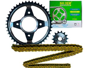 KIT ARRASTRE PREMIUM P/NEGRA NXG-100 SPLENDOR/ECO DELUXE 14T/44T + 428HX124L DORADA