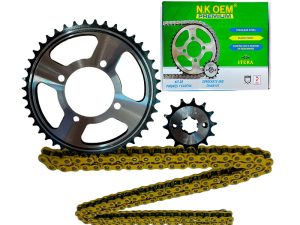 KIT ARRASTRE PREMIUM P/NEGRA YBR-125/LIBERO-125 14T/43T + 428HX124L DORADA