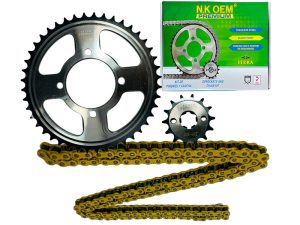 KIT ARRASTRE PREMIUM P/NEGRA YD-110 LIBERO 14T/44T + 428HX124L DORADA