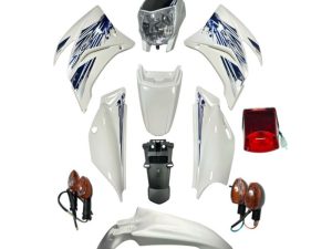 KIT PARTES PLÁSTICAS XTZ-250 1RA SERIE BLANCO CON TAPA LATERAL STICKER AZUL x 14 PCS
